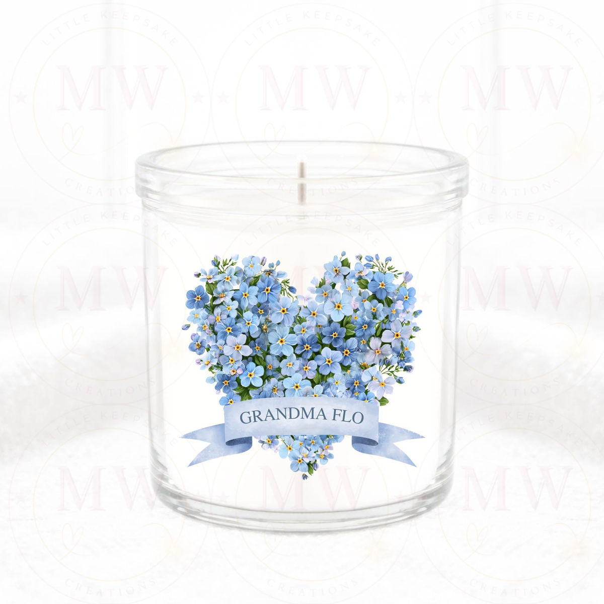 Motherโs Day Forget Me Not Candle.