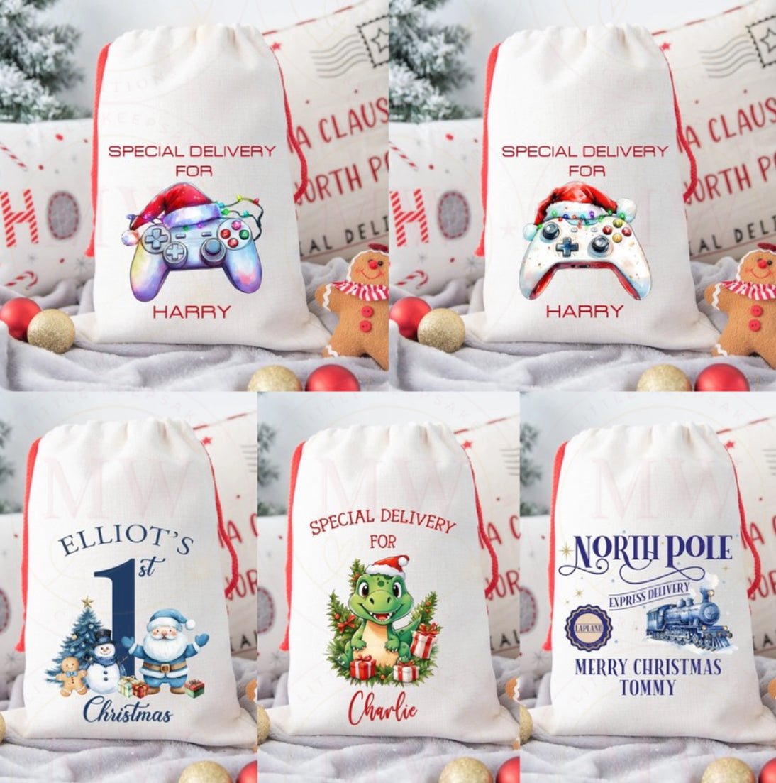 Christmas Personalised Linen Sack.