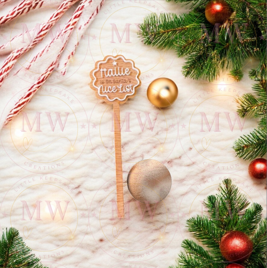Christmas Nice List Scalloped Wand.