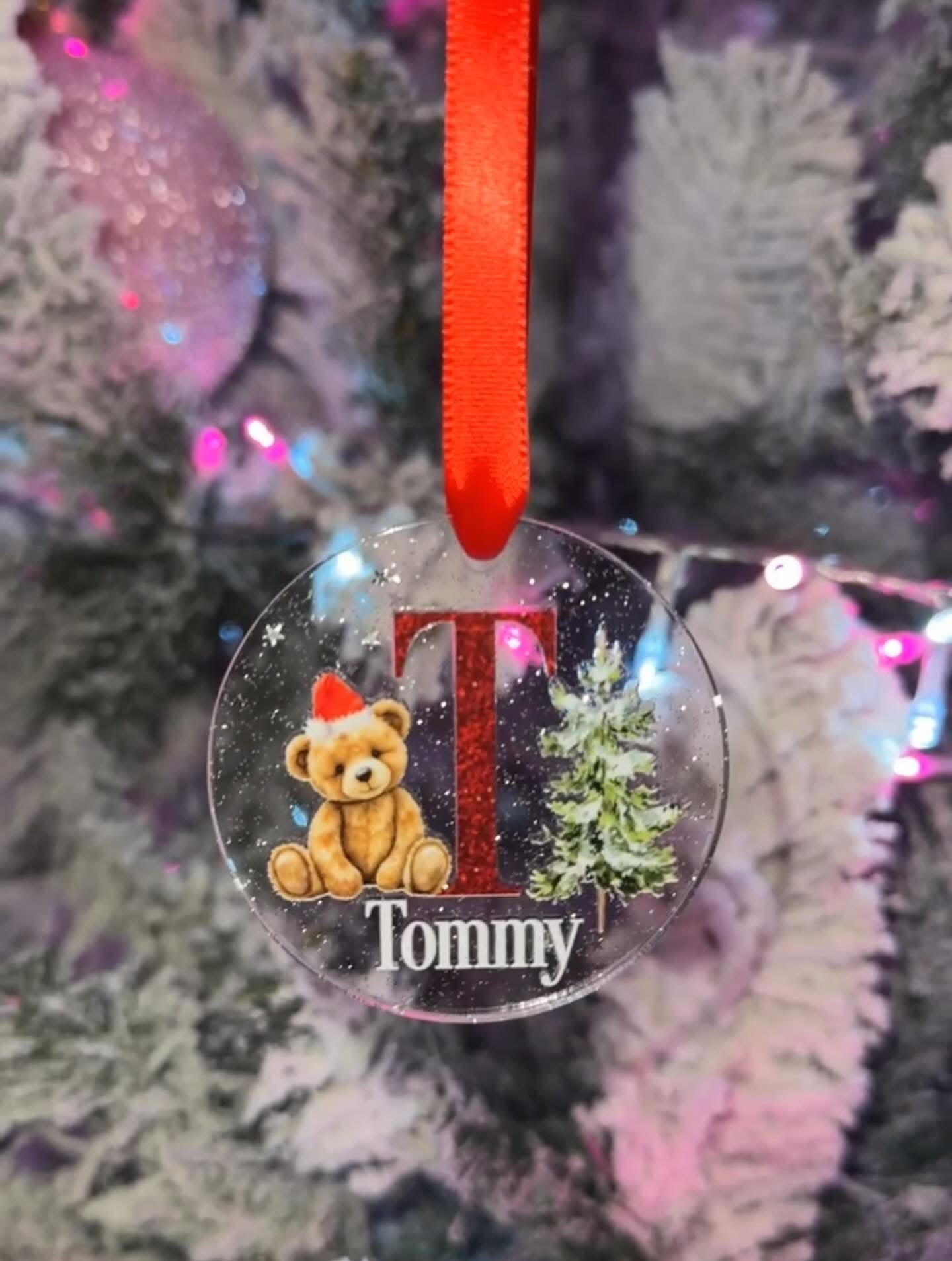 Christmas Personalised Teddy Bauble.