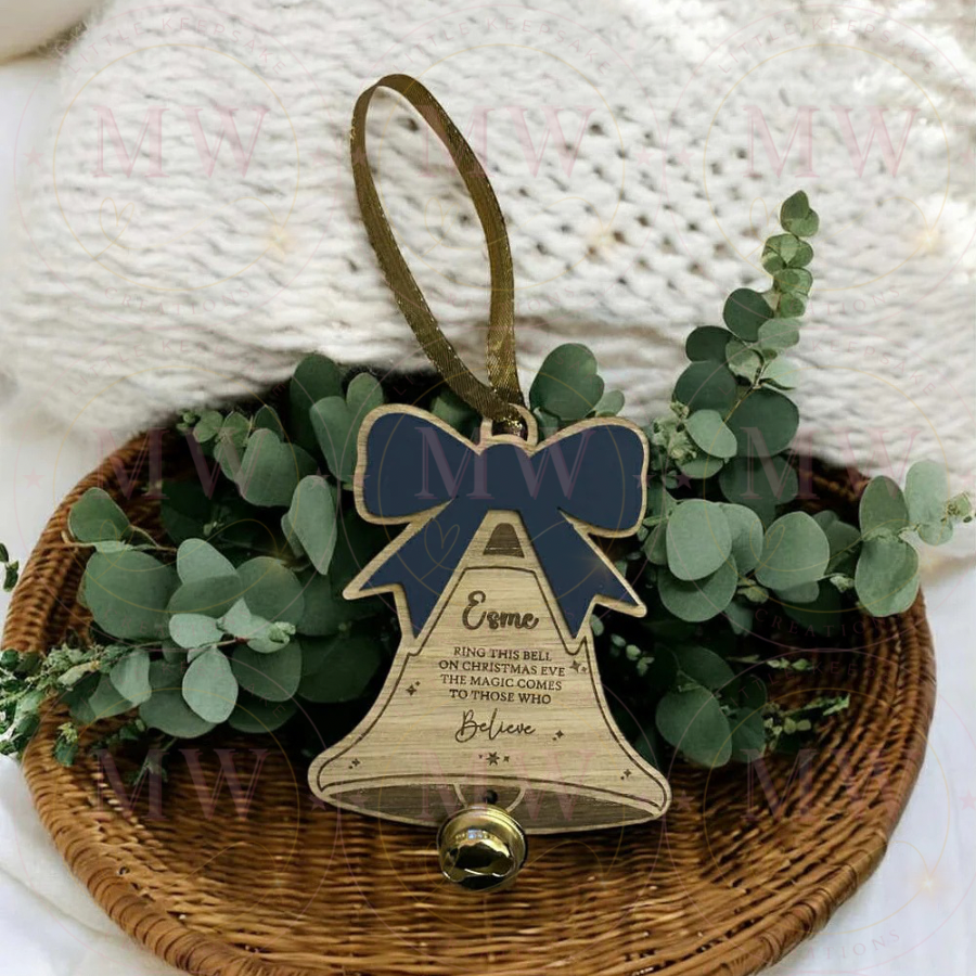 Christmas Oak Believe Bell.