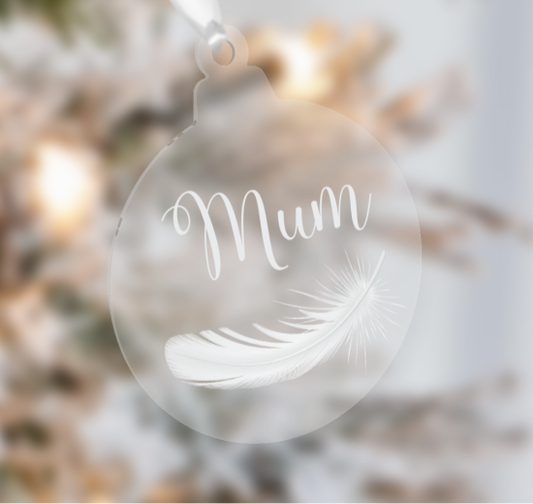 Christmas Feather Print Bauble