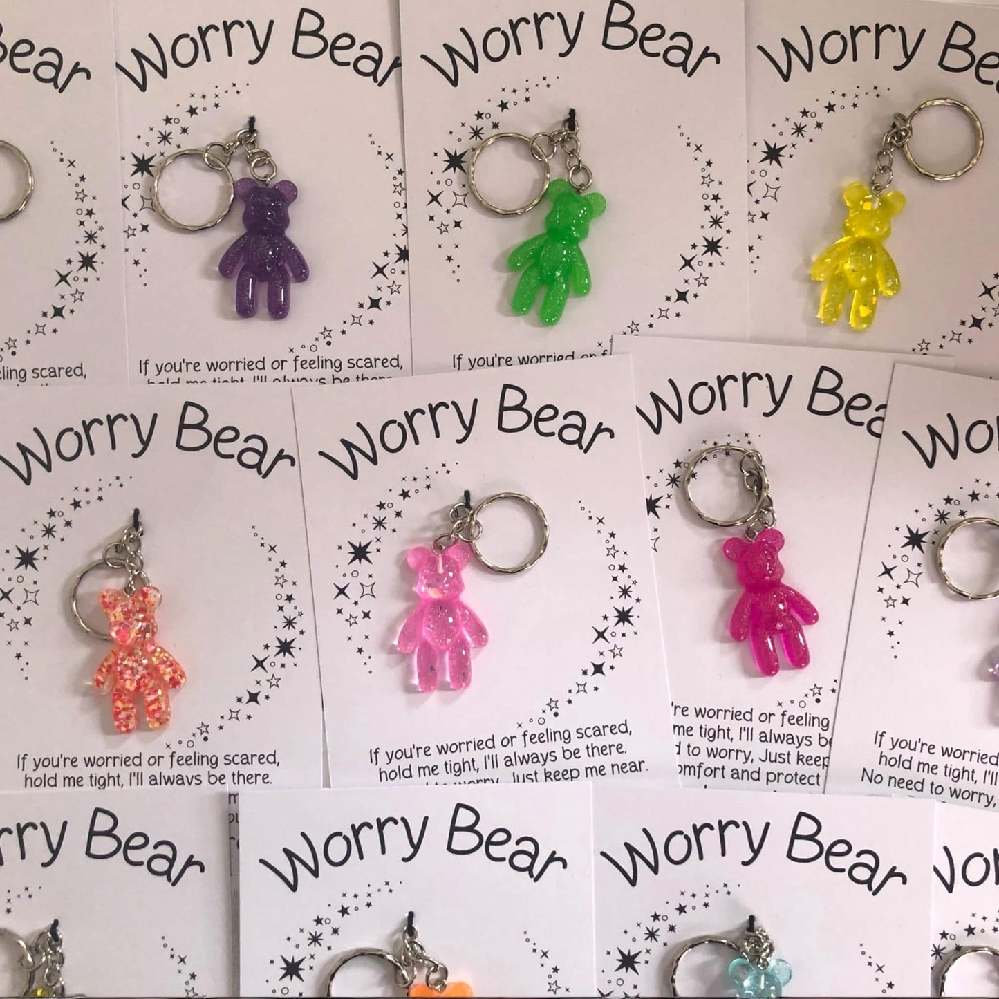 Worry Bear Keyring and Backing Card.