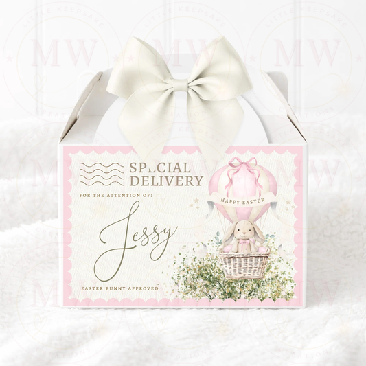 Easter Hot Air Balloon Bunny Personalised Treat Box.