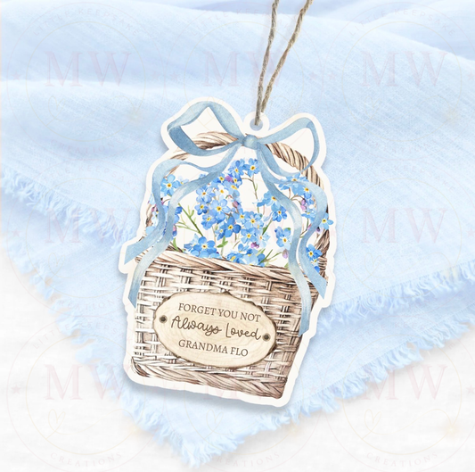 Mother’s Day Forget Me Not Acrylic Floral Hamper Design.