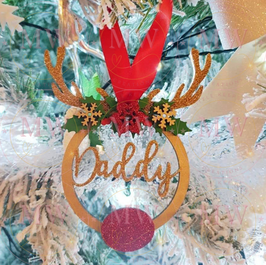 Christmas Personalised Reindeer Bauble.