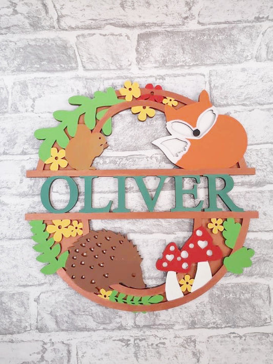 Nursery Decor Woodland Theme Plaque 30cm.