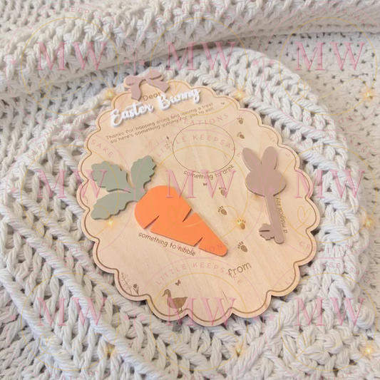 Easter Bunny Oak Personalised Board.