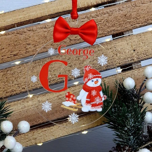 Christmas Acrylic Snowman Baubles.