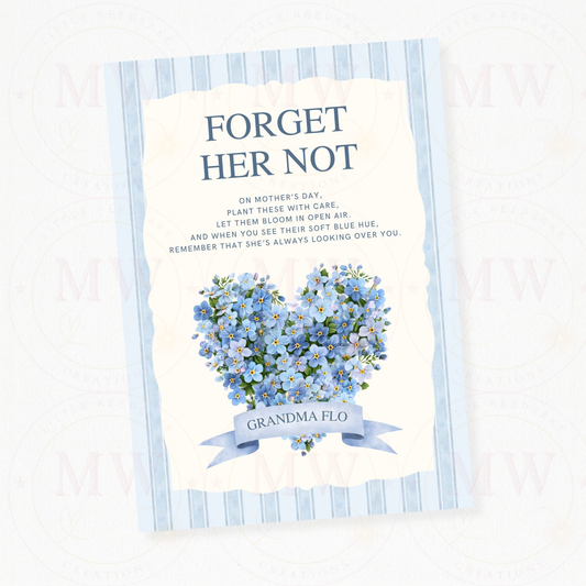 Mother’s Day Forget Me Not Printed Backing Card with seeds.