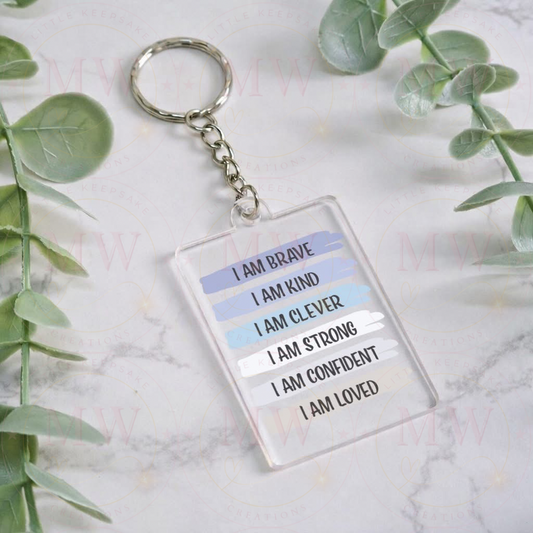 Keyring - Positivity Quote Blue.