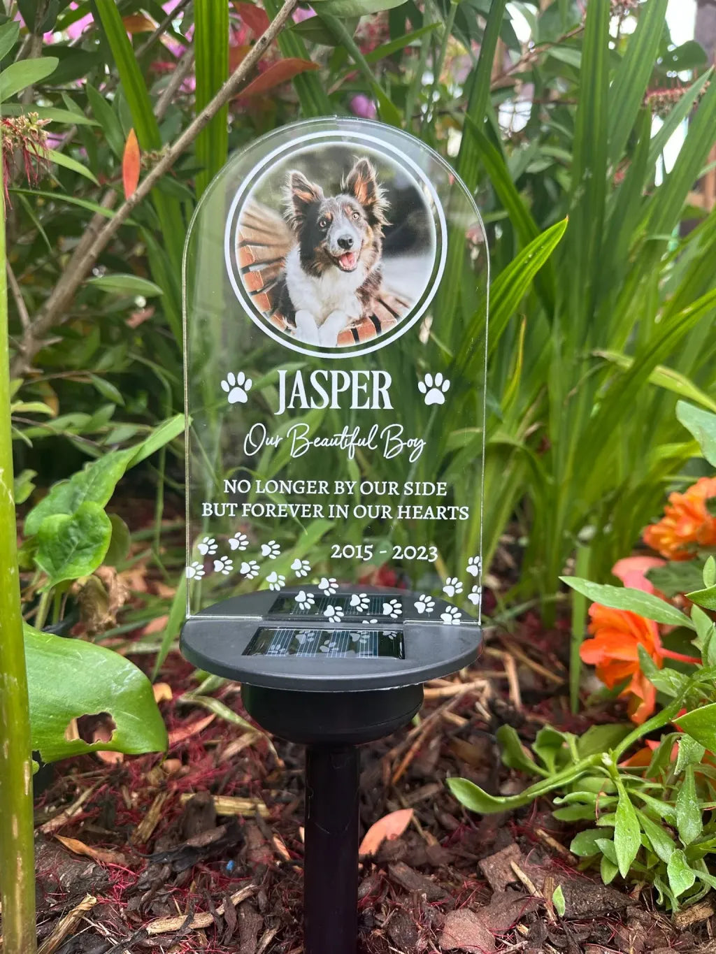 Solar Light Personalised Dog Memorial.