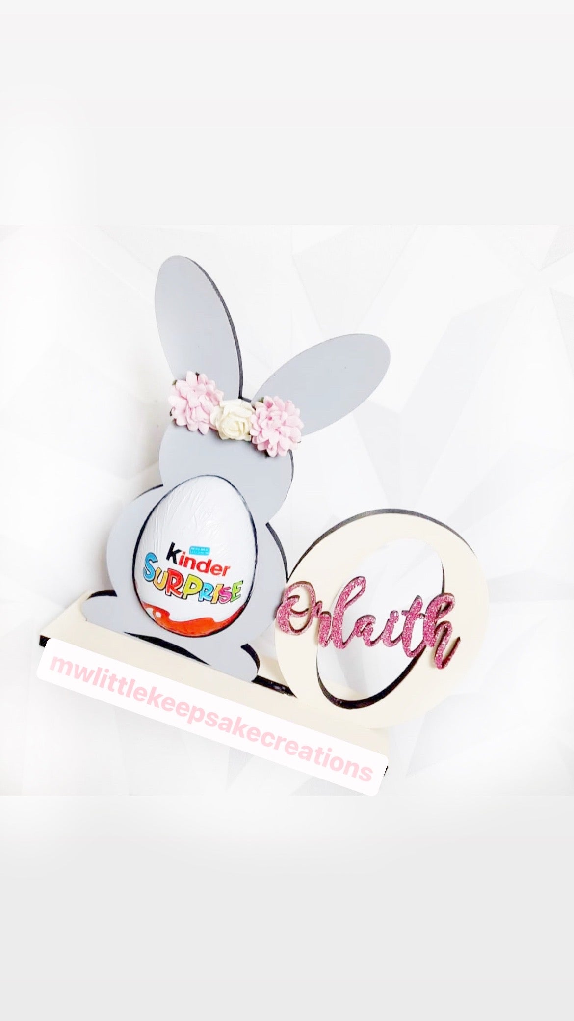 Easter Kinder Egg Holder personalised with name and initial.