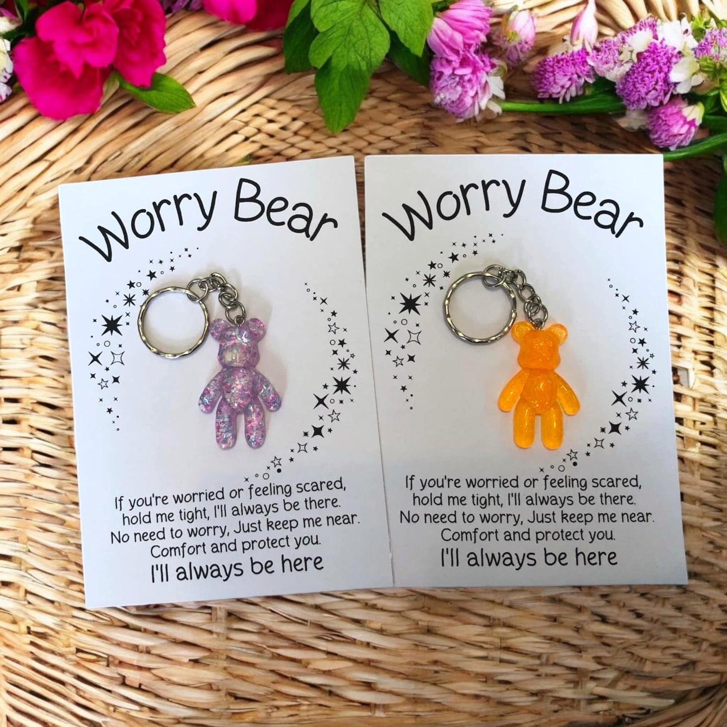 Worry Bear Keyring and Backing Card.