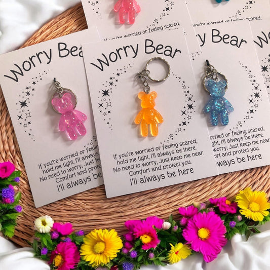 Worry Bear Keyring and Backing Card.
