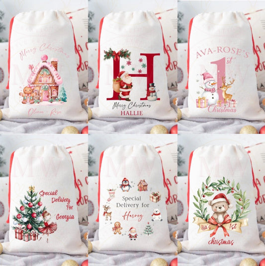 Christmas Personalised Linen Sack.
