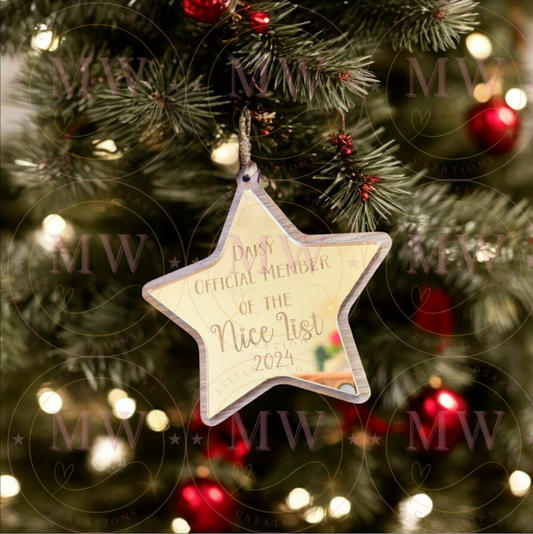 Christmas Star Nice List Bauble.