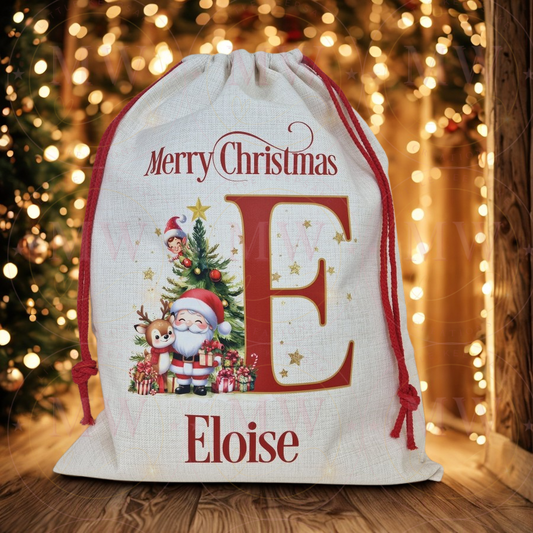 Christmas Personalised Initial Character Sack.