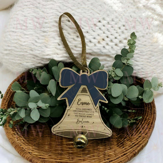 Christmas Oak Believe Bell.