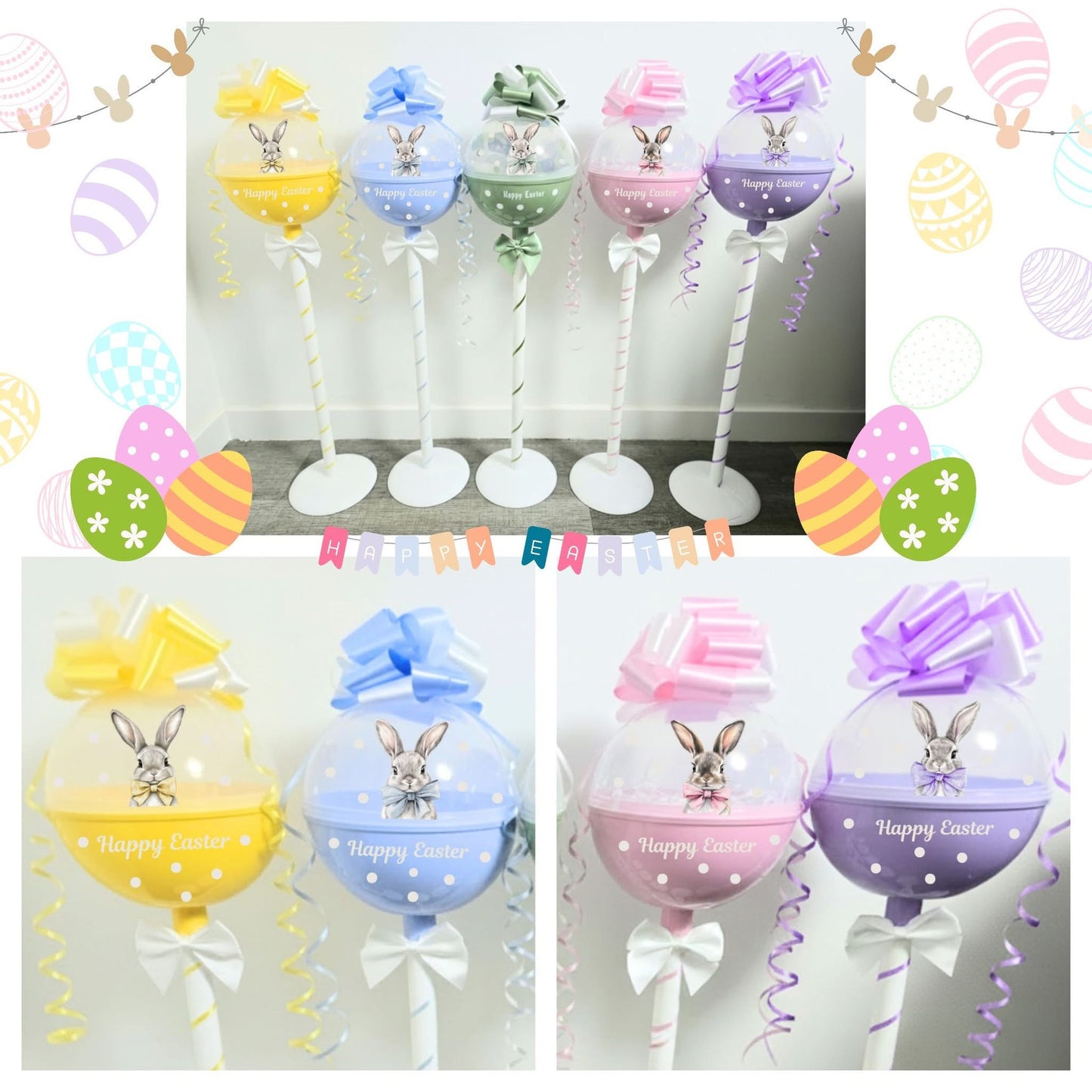 Easter Jumbo Pastel Lollies with Bunny Design.