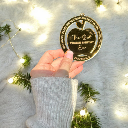 Christmas Teacher Bauble Round Apple.