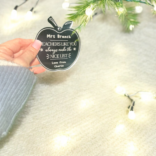 Christmas Teacher Bauble Apple Shaped.