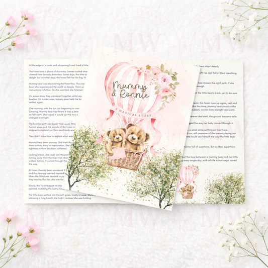 Mother’s Day Story Booklet Hot Air Balloon Bear Design.
