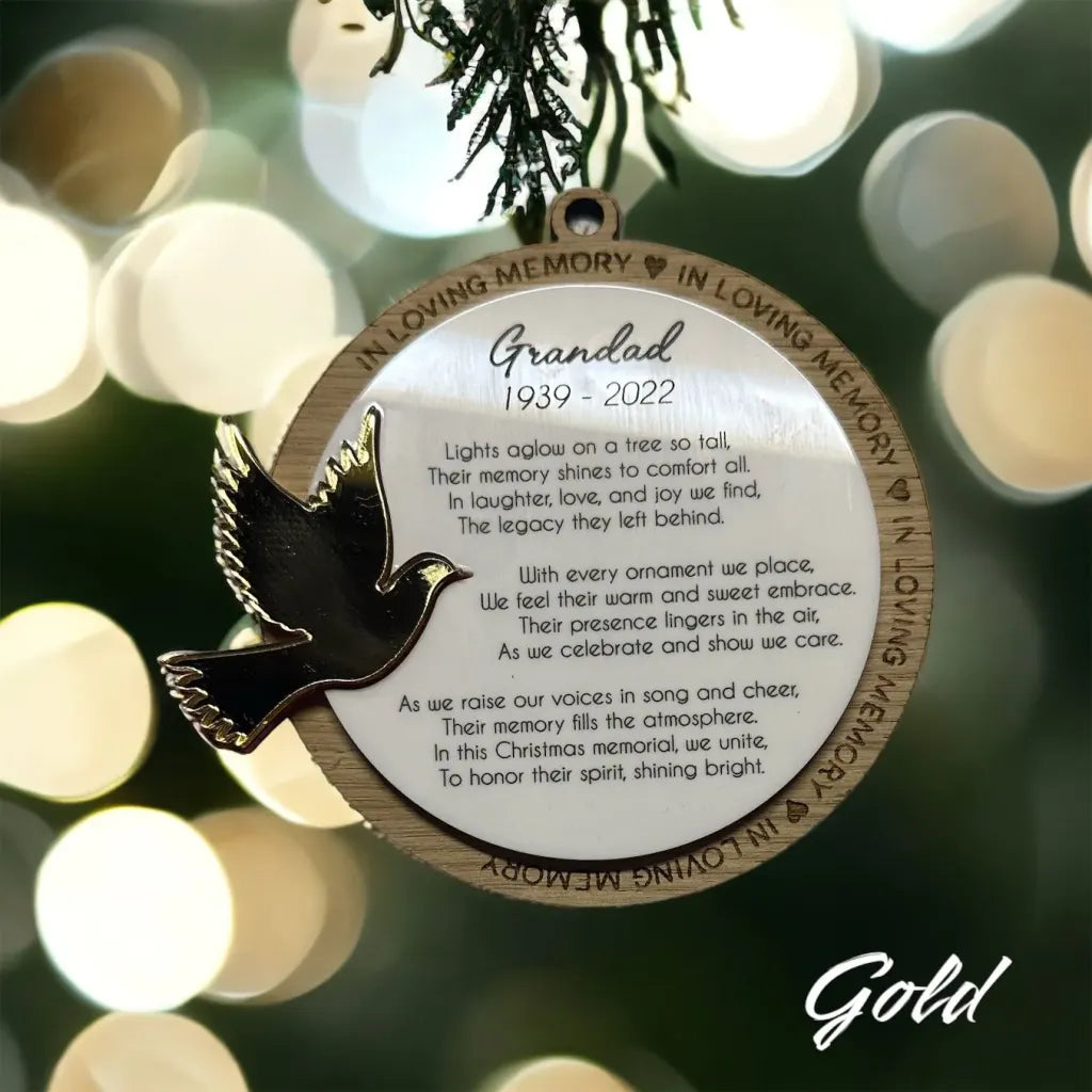 Oak Veneer Dove Memorial Bauble.