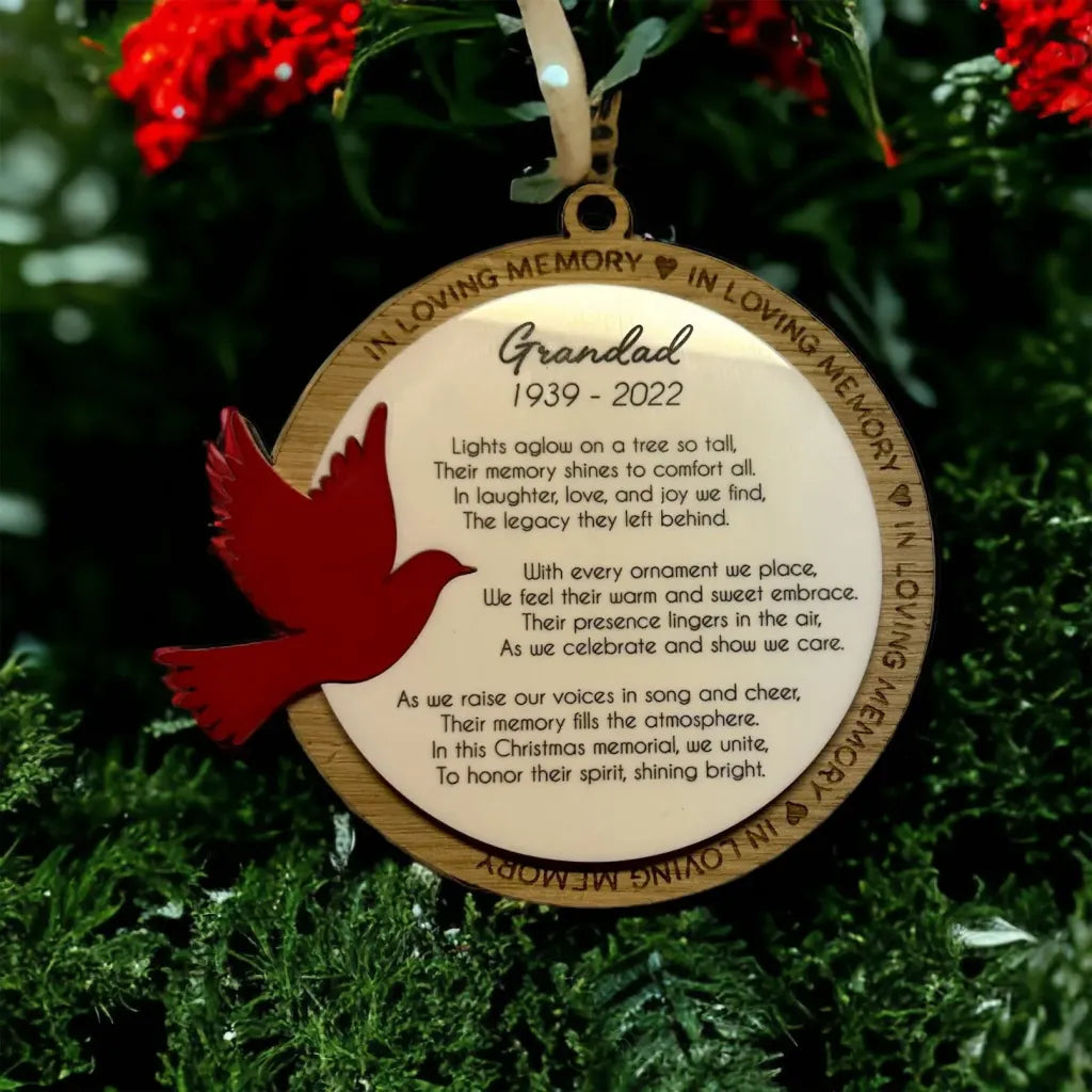 Oak Veneer Dove Memorial Bauble.