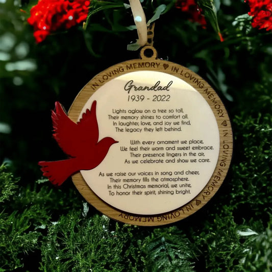 Oak Veneer Dove Memorial Bauble.