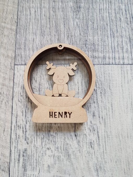 Christmas Bauble - 10CM Reindeer Snowglobe Bauble.